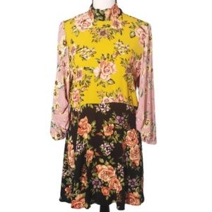✨ZARA / FLORAL COLOR BLOCK DRESS / SIZE M 🌺✨